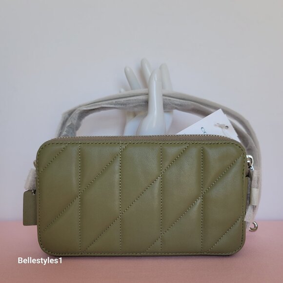 COACH Kira With Quilted Nappa Smooth Leather Crossbody Bag- Moss color ⭐ - Picture 7 of 16